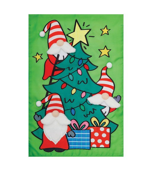 Christmas Flags | Gnome Tree Applique Flag Christmas Flags Christmas Flags