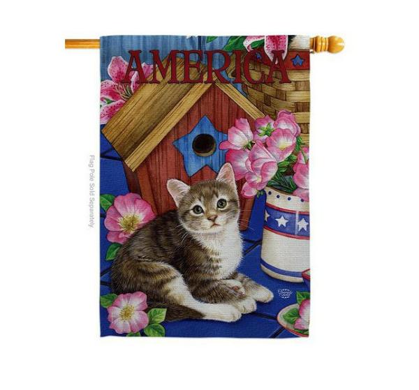 Double Sided House Flags | America Proud Kitten Cat House Flag Double Sided House Flags Double Sided House Flags