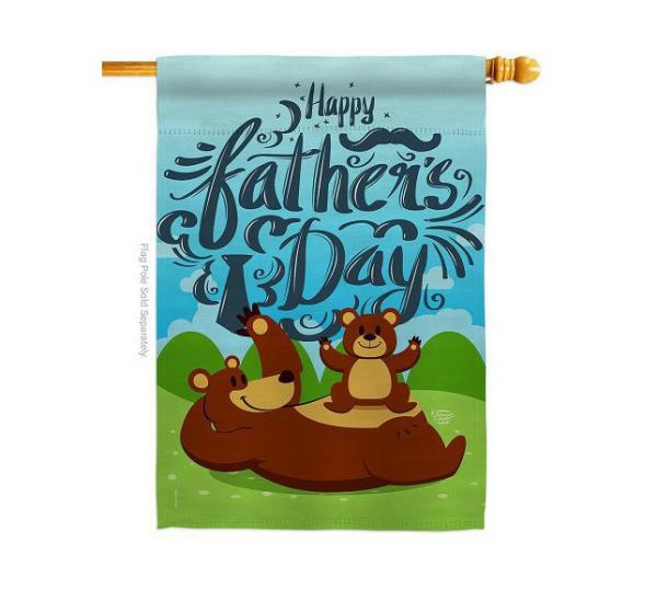 Double Sided House Flags | Beary Happy Father’s Day House Flag Double Sided House Flags Double Sided House Flags