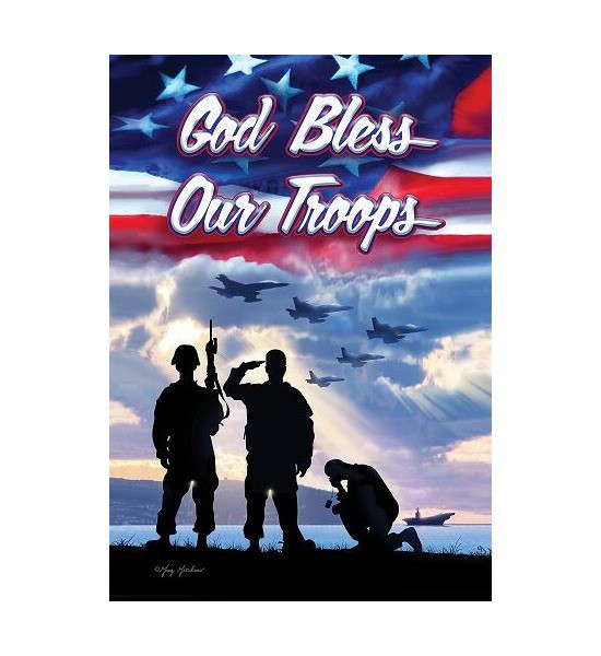 Double Sided House Flags | Bless Our Troops Flag Double Sided House Flags Double Sided House Flags