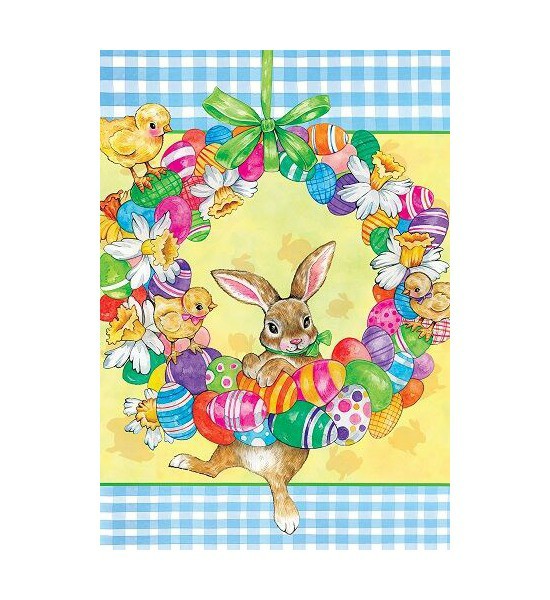 Double Sided House Flags | Bunny Wreath Flag Double Sided House Flags Double Sided House Flags