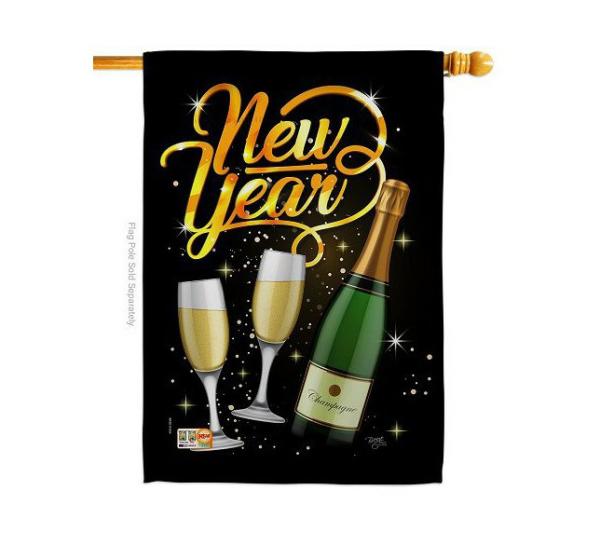 Double Sided House Flags | Cheers To Happy New Year House Flag Double Sided House Flags Double Sided House Flags