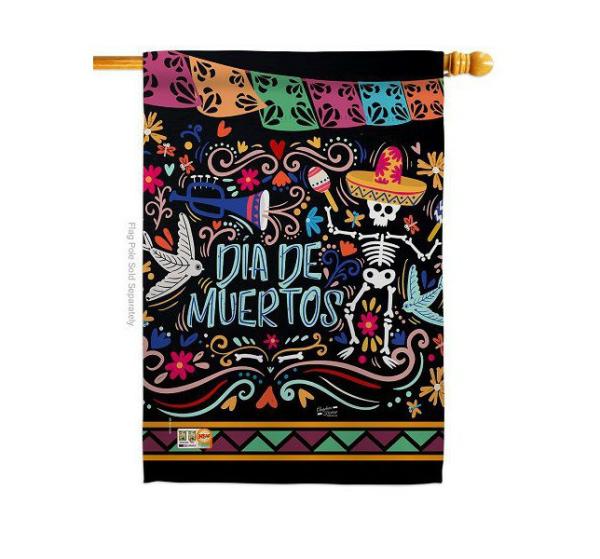 Double Sided House Flags | Colorful Dia de Muertos House Flag Double Sided House Flags Double Sided House Flags