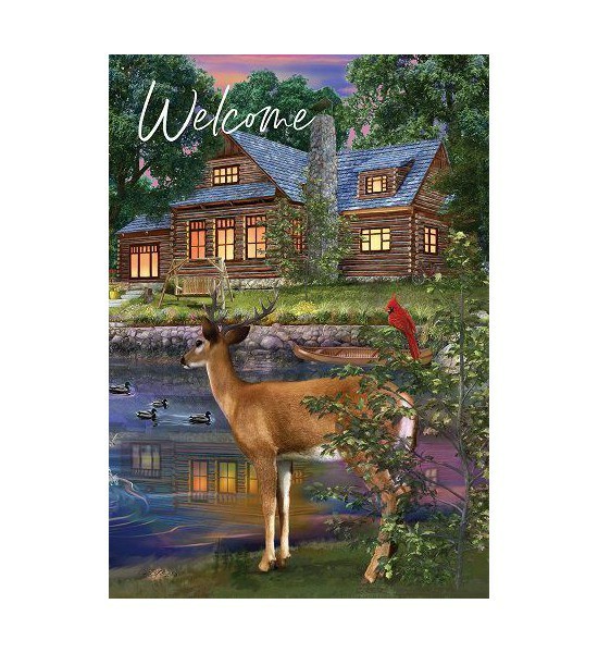 Double Sided House Flags | Deer Cabin Flag Double Sided House Flags Double Sided House Flags