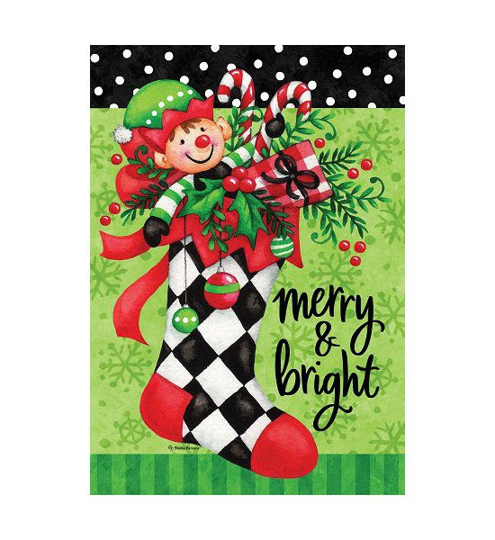 Double Sided House Flags | Elf Stocking Flag Double Sided House Flags Double Sided House Flags