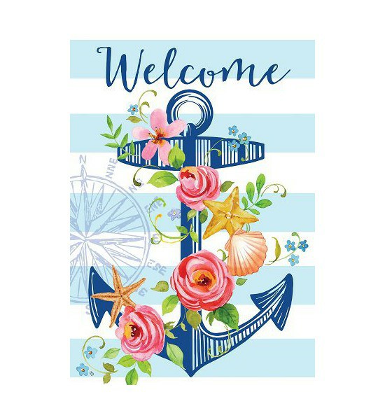 Double Sided House Flags | Floral Anchor Flag Double Sided House Flags Double Sided House Flags