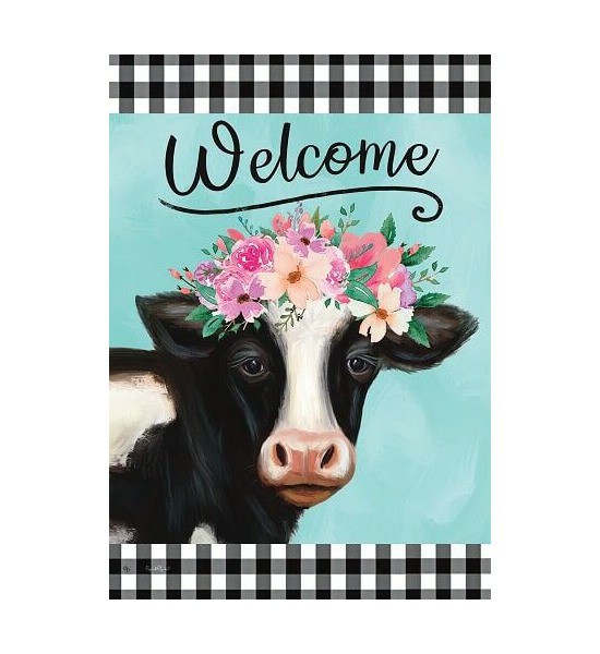 Double Sided House Flags | Floral Cow Flag Double Sided House Flags Double Sided House Flags