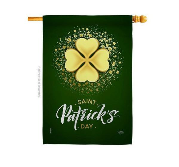 Double Sided House Flags | Gold Shamrock House Flag Double Sided House Flags Double Sided House Flags