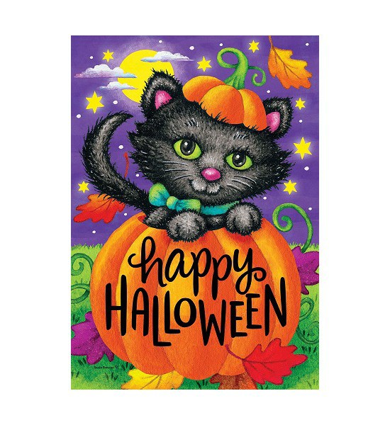 Double Sided House Flags | Halloween Cat Flag Double Sided House Flags Double Sided House Flags