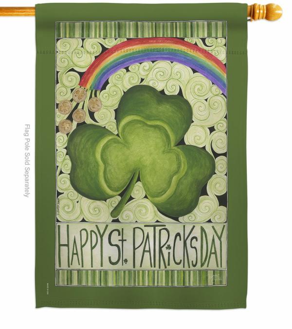 Double Sided House Flags | Happy St. Patrick’s Day Rainbow House Flag Double Sided House Flags Double Sided House Flags