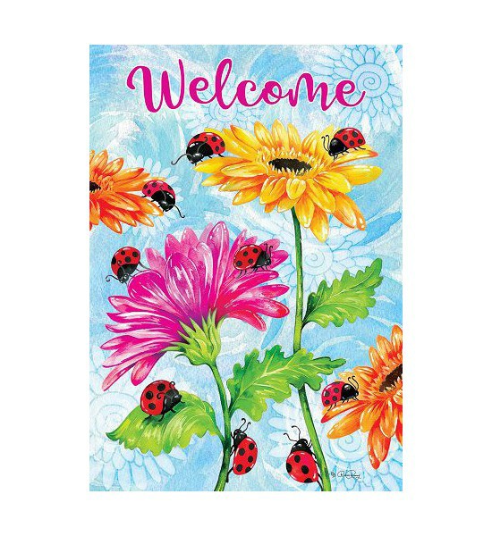 Double Sided House Flags | Ladybugs & Flowers Flag Double Sided House Flags Double Sided House Flags