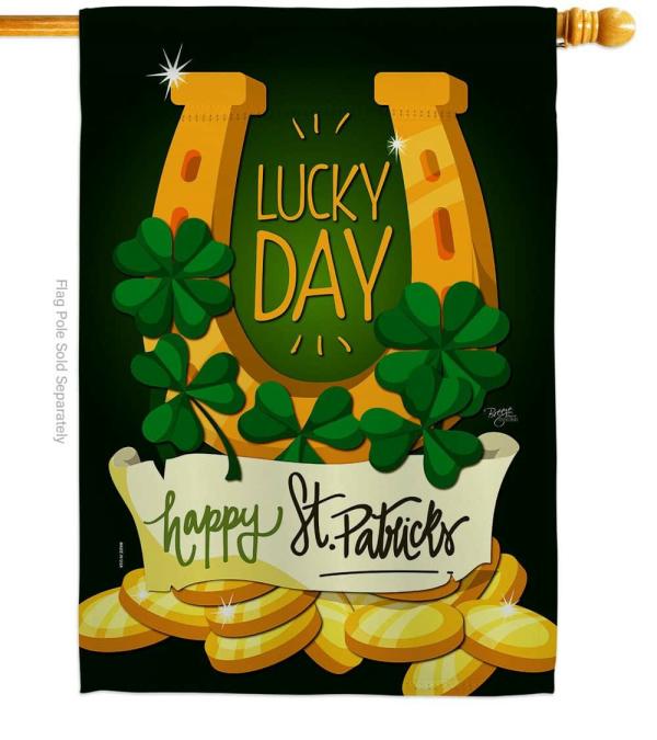 Double Sided House Flags | Lucky Day House Flag Double Sided House Flags Double Sided House Flags