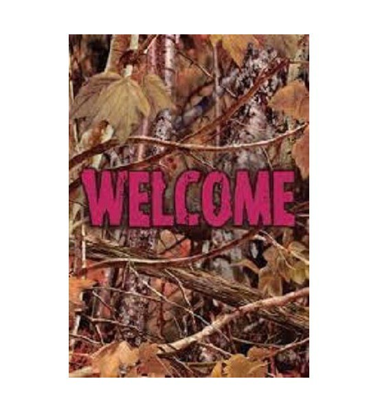 Double Sided House Flags | Pink Camo Welcome Flag Double Sided House Flags Double Sided House Flags