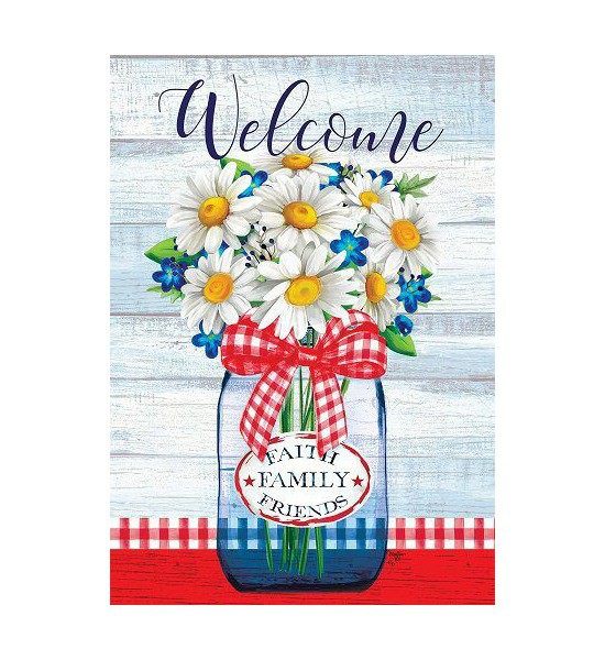 Double Sided House Flags | Red Gingham Daisy Flag Double Sided House Flags Double Sided House Flags