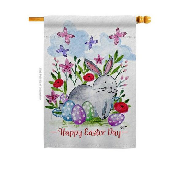 Double Sided House Flags | Spring Bunny House Flag Double Sided House Flags Double Sided House Flags