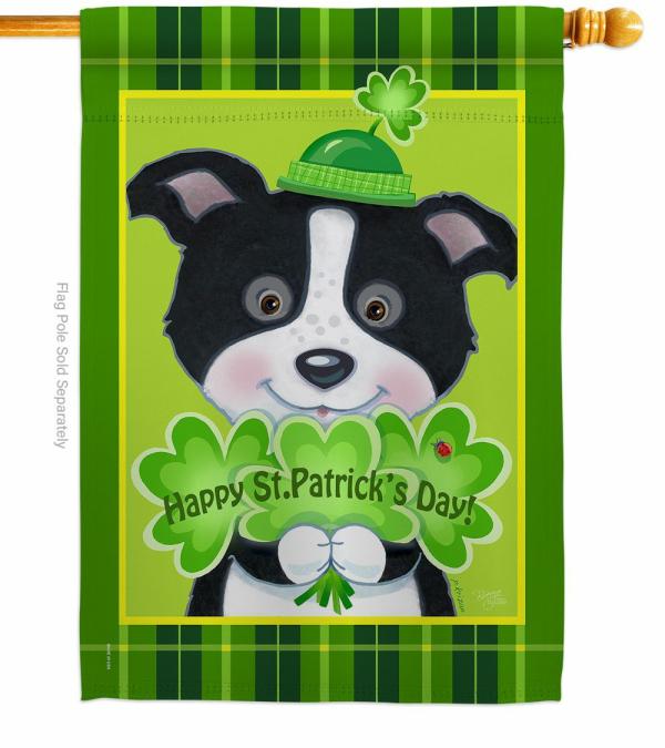 Double Sided House Flags | St. Pats Puppy House Flag Double Sided House Flags Double Sided House Flags