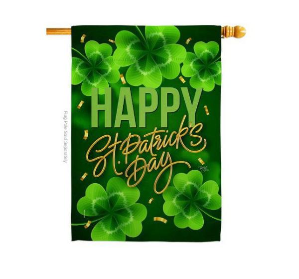 Double Sided House Flags | St Patty Clover House Flag Double Sided House Flags Double Sided House Flags