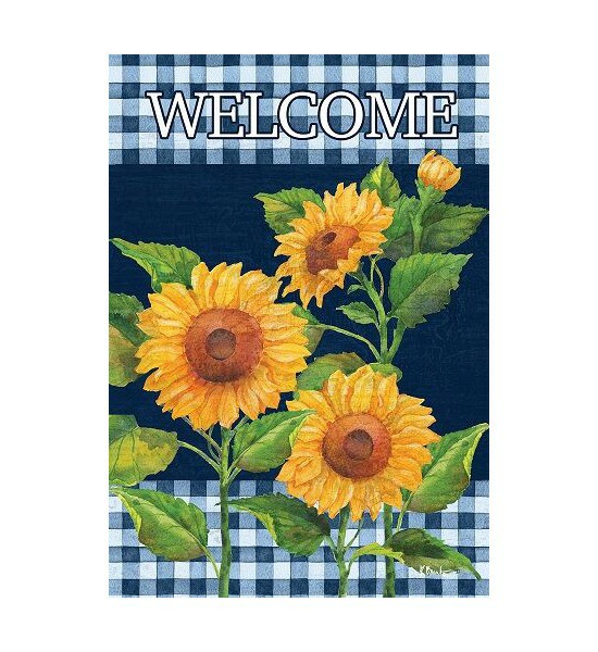 Double Sided House Flags | Sunflowers on Navy Flag Double Sided House Flags Double Sided House Flags