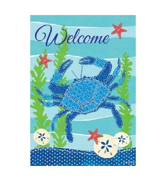 Double Sided House Flags | Welcome Blue Crab Flag Double Sided House Flags Double Sided House Flags