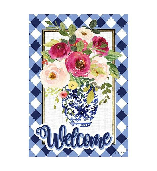 Double Sided House Flags | Welcome Roses Flag Double Sided House Flags Double Sided House Flags