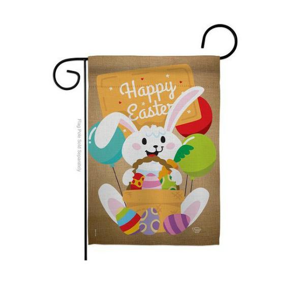 Easter Flags | Colorful Happy Easter Egg With Bunny Garden Flag Easter Flags Easter Flags