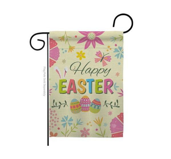 Easter Flags | Happy Easter Colorful Flowers Garden Flag Easter Flags Easter Flags