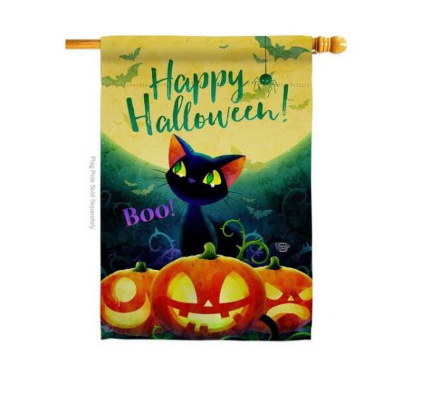 Halloween Flags | Cute Black Cat House Flag Halloween Flags Halloween Flags