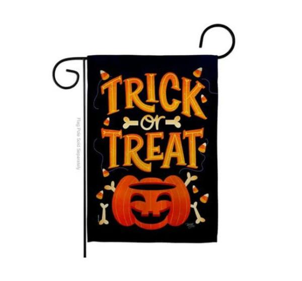 Halloween Flags | Happy Pumpkin on Black Garden Flag Halloween Flags Halloween Flags