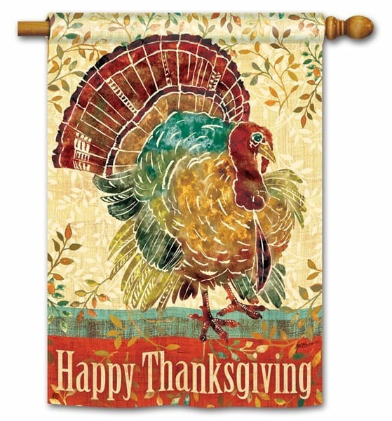 Magnet Works House Flags | Happy Thanksgiving Turkey House Flag Magnet Works Flags Magnet Works House Flags