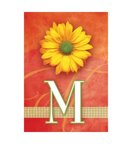 Personalized Garden Flags | Yellow Daisy Monogram-M Flag Garden Flags Personalized Garden Flags