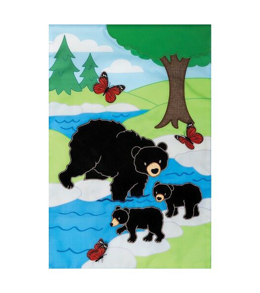 Small Garden Flags | Bear Family Applique Flag Garden Flags Small Garden Flags