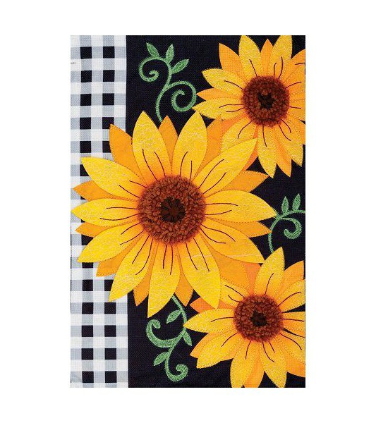 Small Garden Flags | Gingham Sunflowers Applique Flag Garden Flags Small Garden Flags