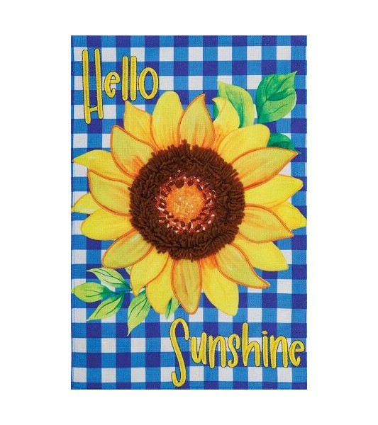 Small Garden Flags | Hello Sunshine Applique Flag Garden Flags Small Garden Flags