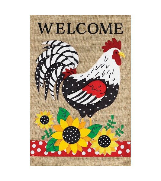 Small Garden Flags | Rooster Sunflowers Burlap Flag Garden Flags Small Garden Flags