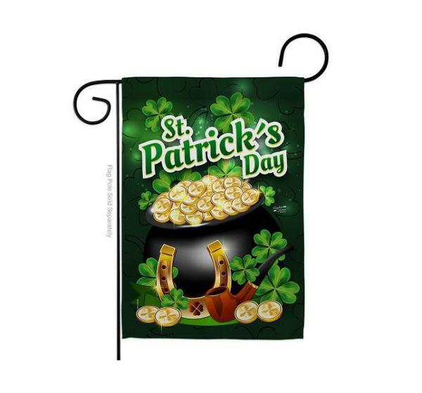 St. Patrick’s Day Flags | Lucky Gold Pot Garden Flag Holiday Flags St. Patrick's Day Flags