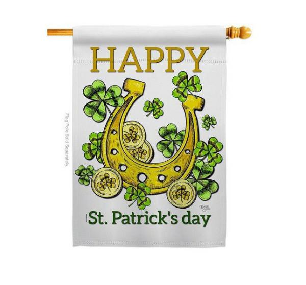 St. Patrick’s Day Flags | Lucky Shamrocks House Flag Holiday Flags St. Patrick's Day Flags