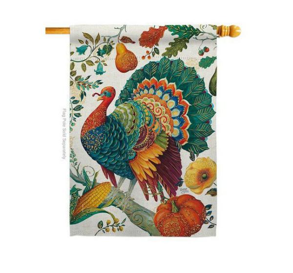 Thanksgiving Flags | Suzani Turkey House Flag Holiday Flags Thanksgiving Flags