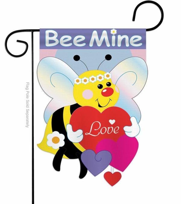 Valentine Flags | Bee Mine Applique Garden Flag Holiday Flags Valentine Flags