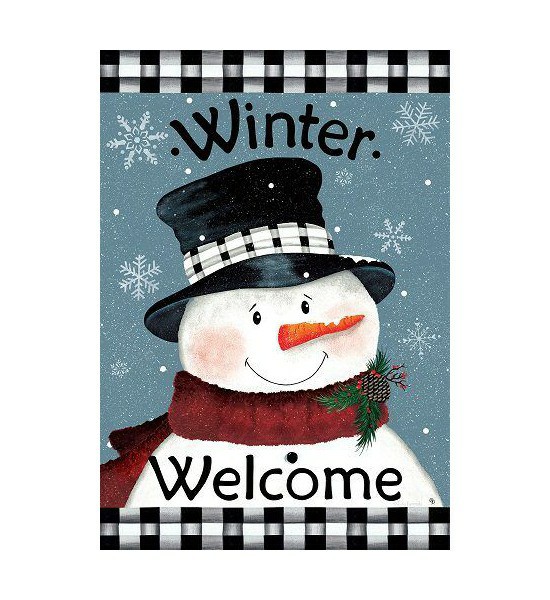 Small Garden Flags | Black & White Snowman Flag Garden Flags Small Garden Flags