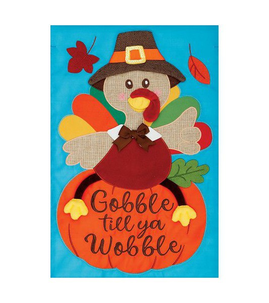 Small Garden Flags | Gobble Turkey Applique Flag Garden Flags Small Garden Flags