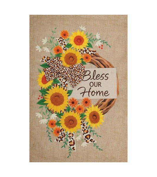 Small Garden Flags | Sunflower Wreath Burlap Flag Garden Flags Small Garden Flags