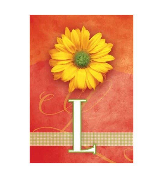 Small Garden Flags | Yellow Daisy Monogram-L Flag Garden Flags Small Garden Flags