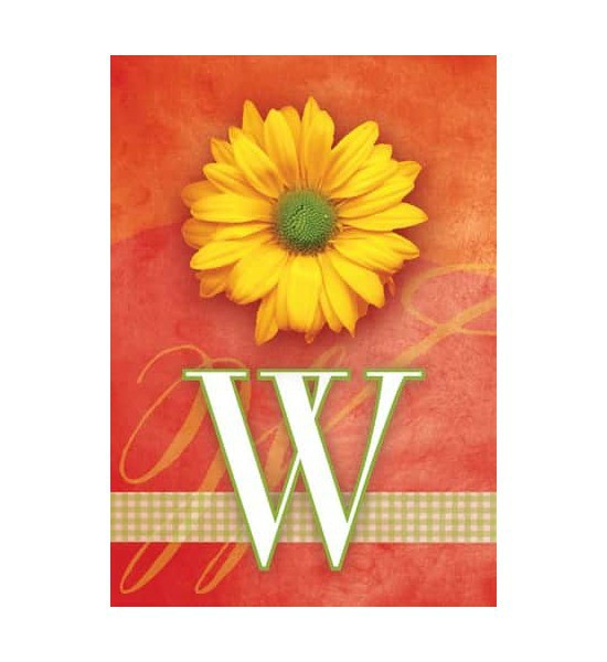 Small Garden Flags | Yellow Daisy Monogram-W Flag Garden Flags Small Garden Flags