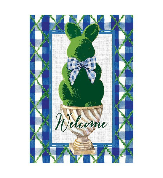 Double Sided House Flags | Bunny Topiary Flag Double Sided House Flags Double Sided House Flags