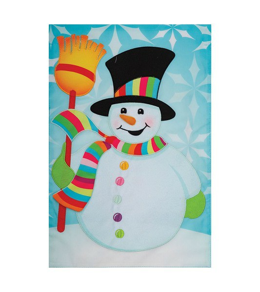 Christmas Flags | Snowman Broom Applique Flag Christmas Flags Christmas Flags