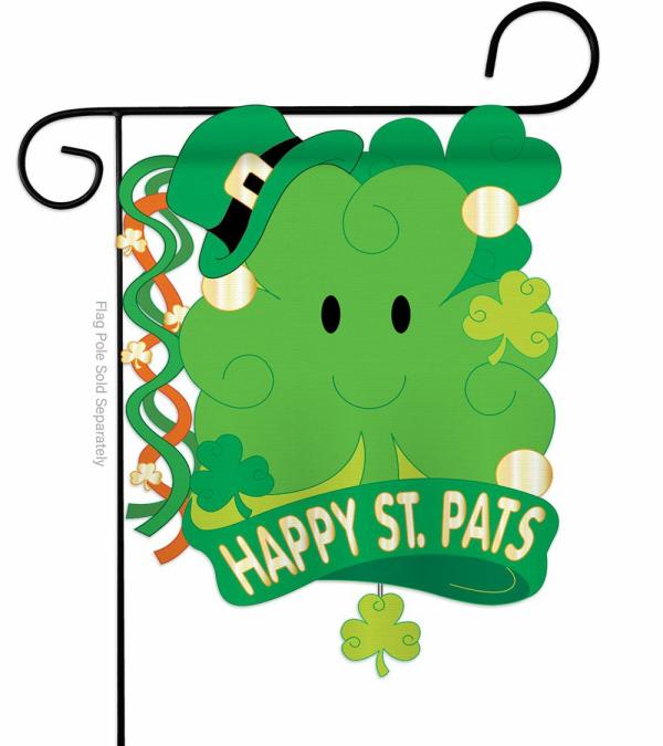 St. Patrick’s Day Flags | St. Pat’s 3D Applique Garden Flag Holiday Flags St. Patrick's Day Flags